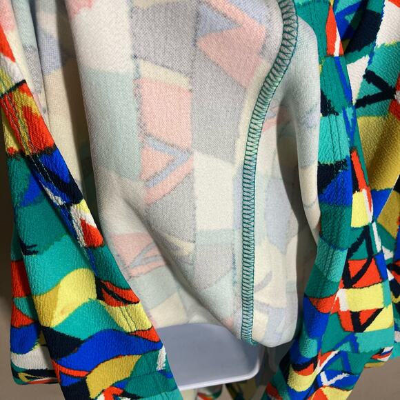 NEW LuLalRoe Amelia Dress Colorful Fit Flare Geometric Pattern Pleat Stretch XXS - Picture 14 of 16